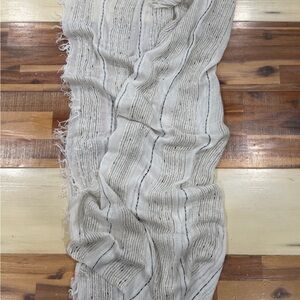 Elegant Cream Striped Scarf